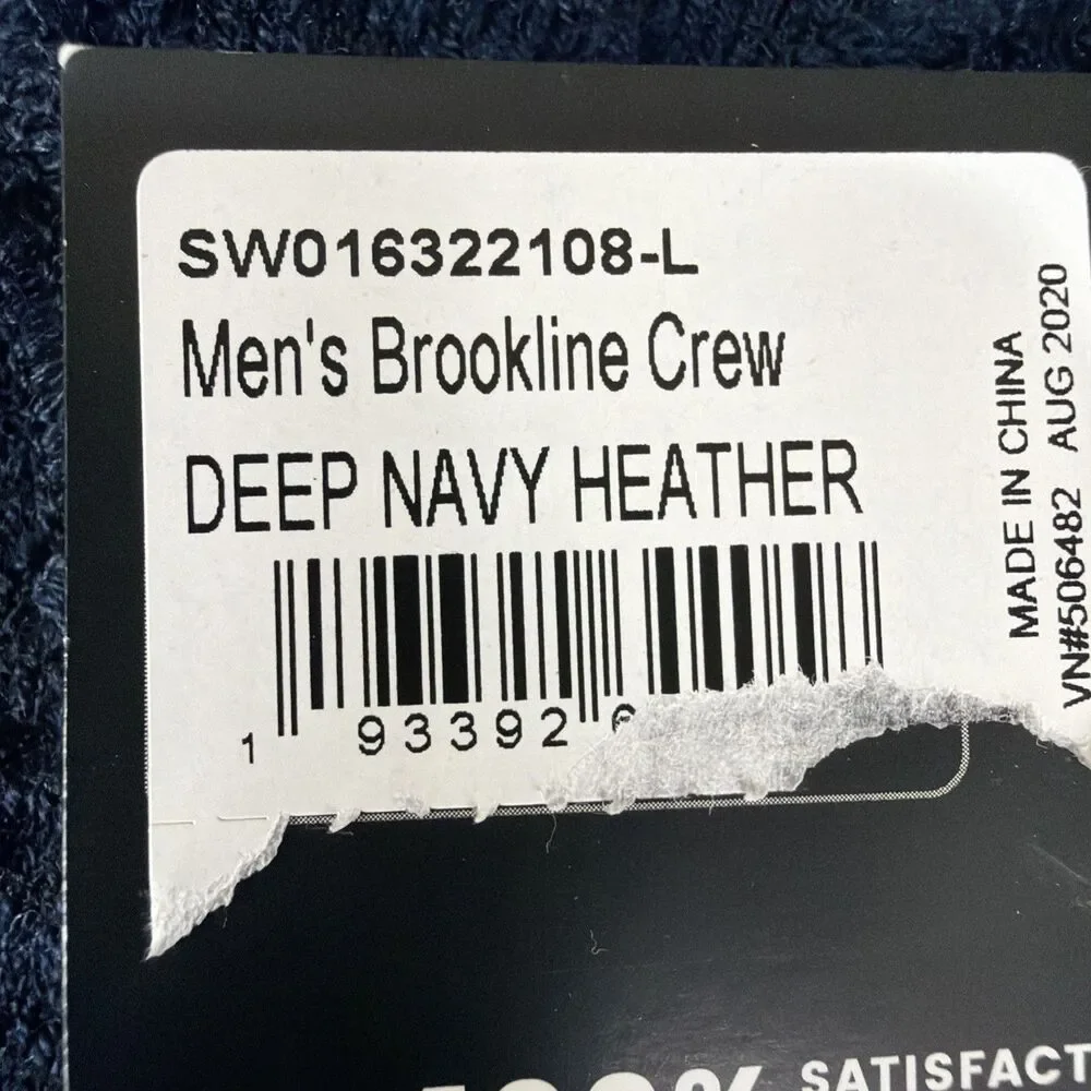 Smartwool Brookline Crew Sweater Men's Large Deep Navy Blue Heather Textured NEW